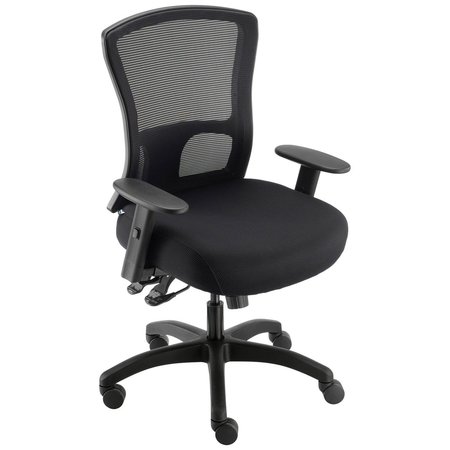 GLOBAL INDUSTRIAL Big and Tall Mesh Back Chair, Fabric Seat, Black 695486